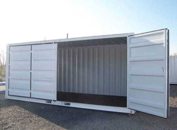 20-voets witte container met open zijtoegang